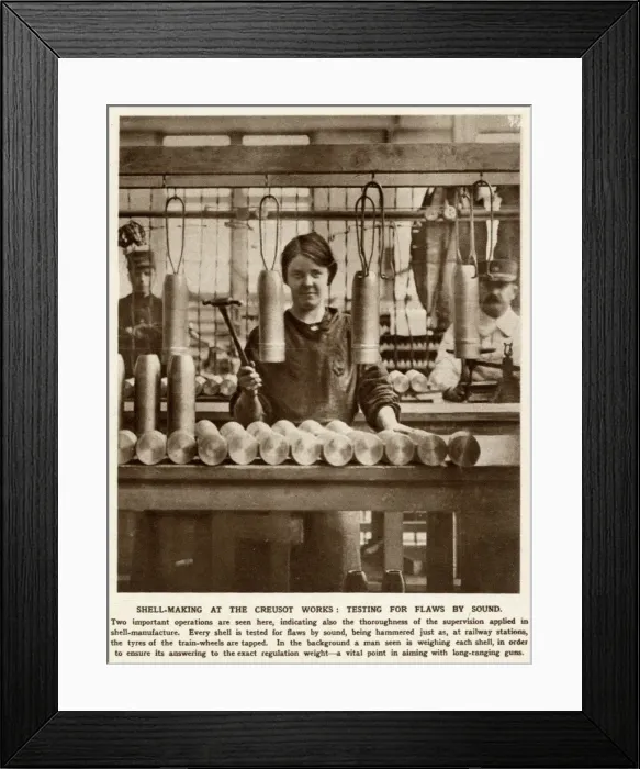 Framed Print : Testing for flaws in the sound, Creusot works, France 1915