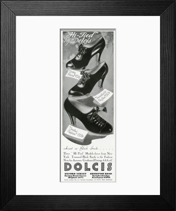 Framed Print : Advert for Dolcis shoes 1936