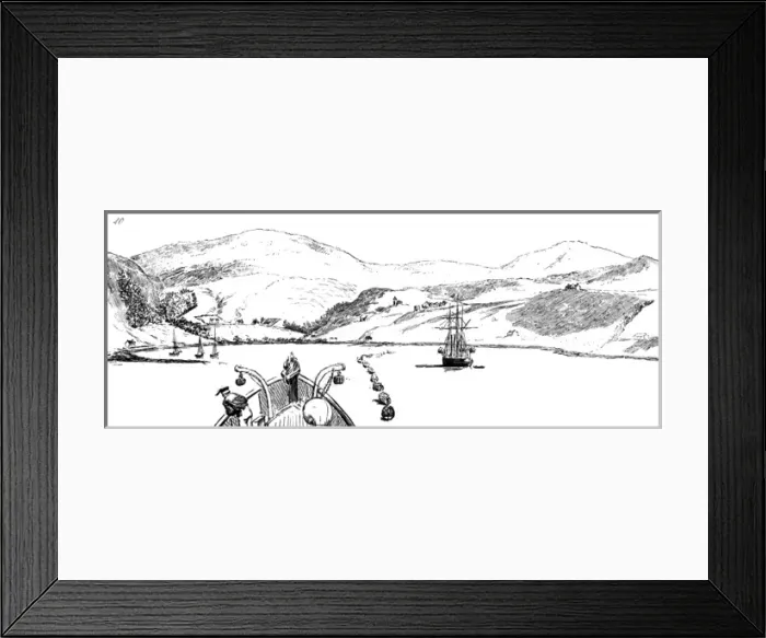 Framed Print : View of Uig, from bows of H. M. S. Assistance Framed Print : View of Uig, from bows of H. M. S. Assistance