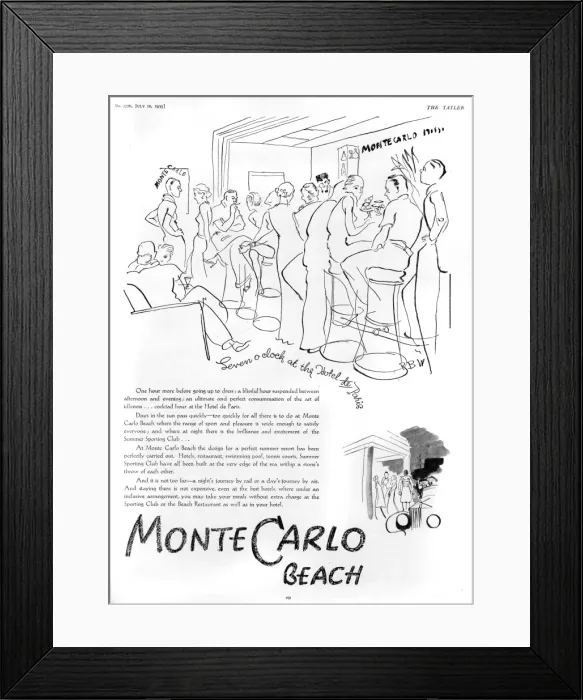 Framed Print : Monte Carlo beach advertisement Framed Print : Monte Carlo beach advertisement