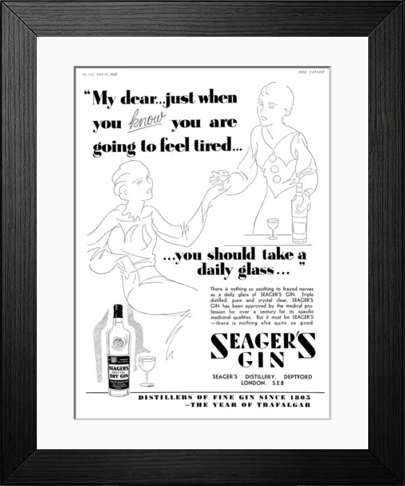 Framed Print : Seagers Gin advertisement, 1935