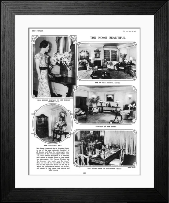Framed Print : Wallis Simpsons home at Bryanston Court in Tatler, 1935