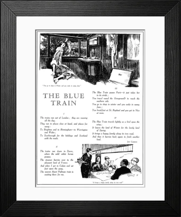 Framed Print : The Blue Train - illustrated poem Framed Print : The Blue Train - illustrated poem