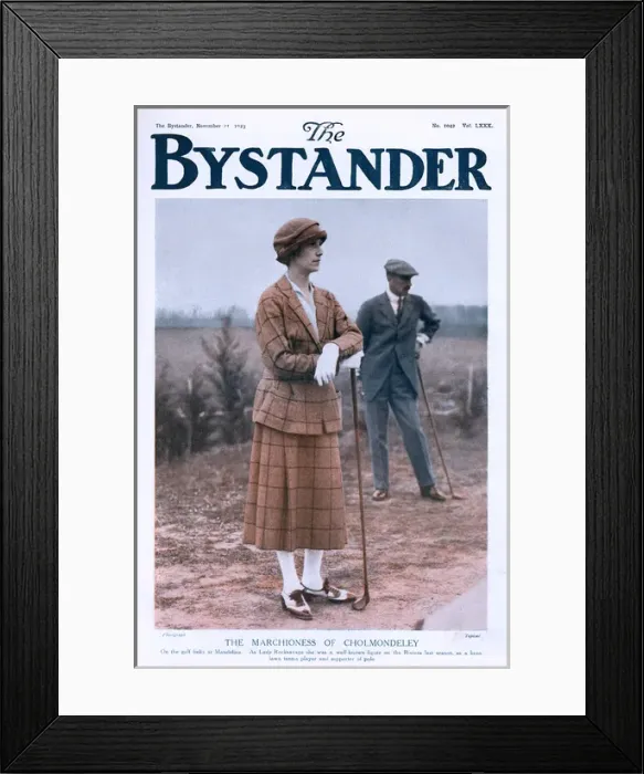 Framed Print : Bystander cover - Marchioness of Cholmondeley plays golf Framed Print : Bystander cover - Marchioness of Cholmondeley plays golf