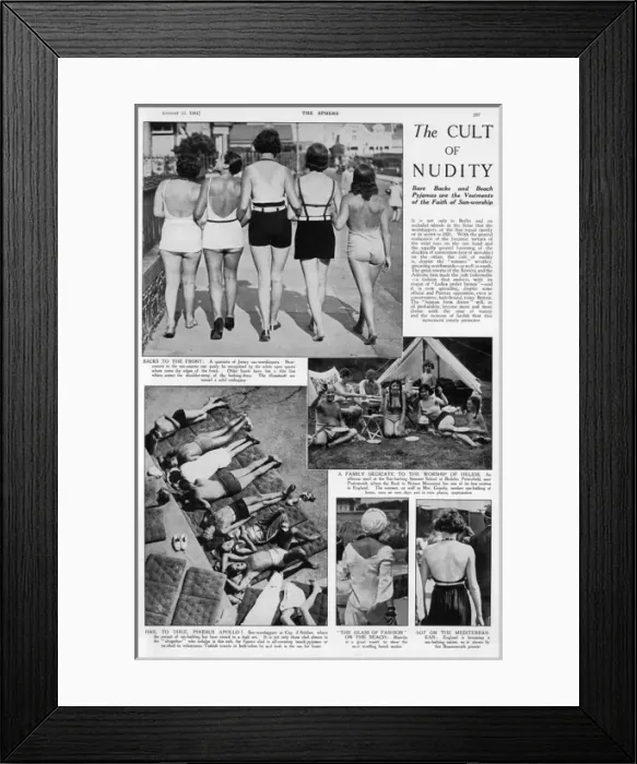Framed Print : The Cult of Nudity - sunbathing fashions, 1930s Framed Print : The Cult of Nudity - sunbathing fashions, 1930s
