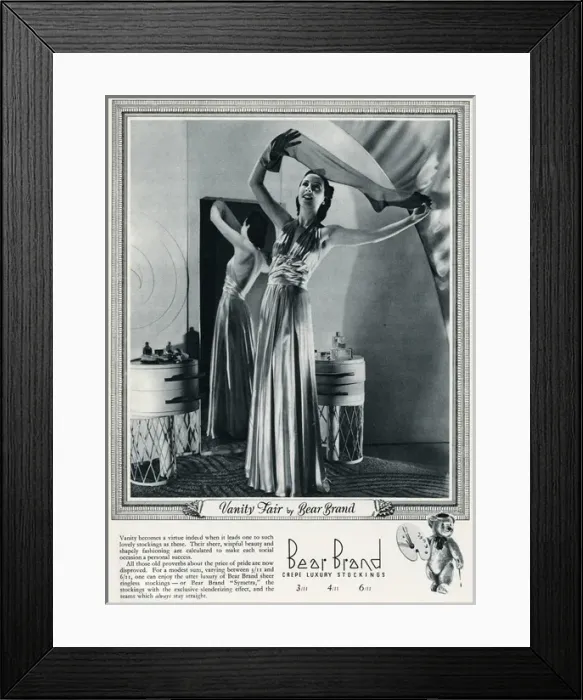 Framed Print : Advert for Stockings by Bear Brand 1939