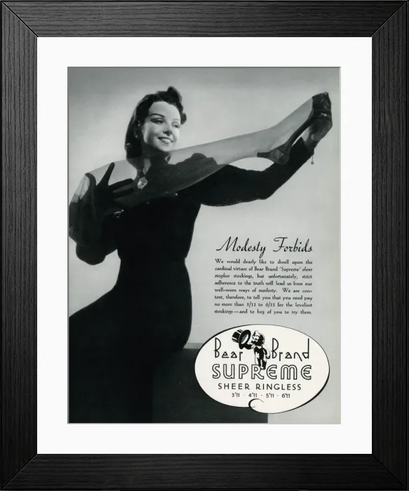 Framed Print : Advert for Stockings by Bear Brand 1938 Framed Print : Advert for Stockings by Bear Brand 1938