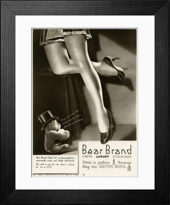 Framed Print : Advert for Stockings by Bear Brand 1934 Framed Print : Advert for Stockings by Bear Brand 1934