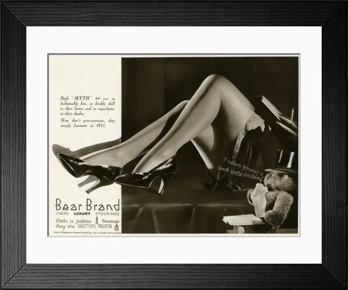 Framed Print : Advert for Stockings by Bear Brand 1934 Framed Print : Advert for Stockings by Bear Brand 1934