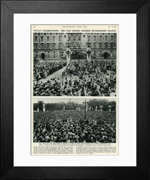Framed Print : VE Day celebrations: vast crowds outside Buckingham Palace