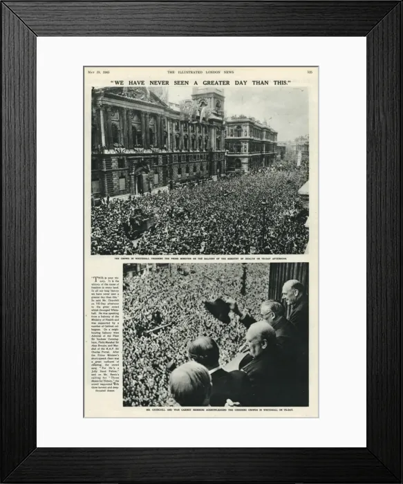 Framed Print : VE Day celebrations: crowds in Whitehall Framed Print : VE Day celebrations: crowds in Whitehall