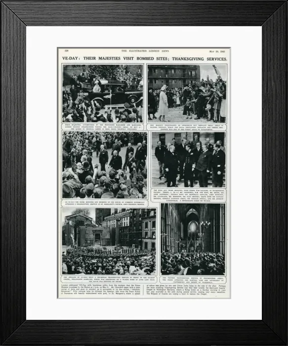 Framed Print : VE Day celebrations: their Majesties visit bomb sites Framed Print : VE Day celebrations: their Majesties visit bomb sites