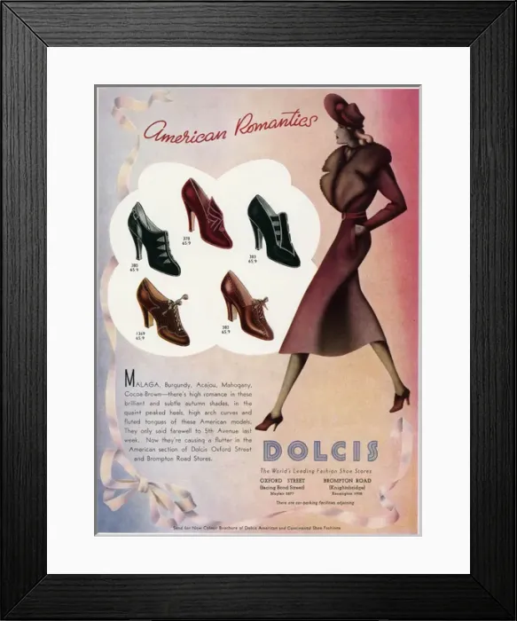 Framed Print : Advert for Dolcis shoes 1937