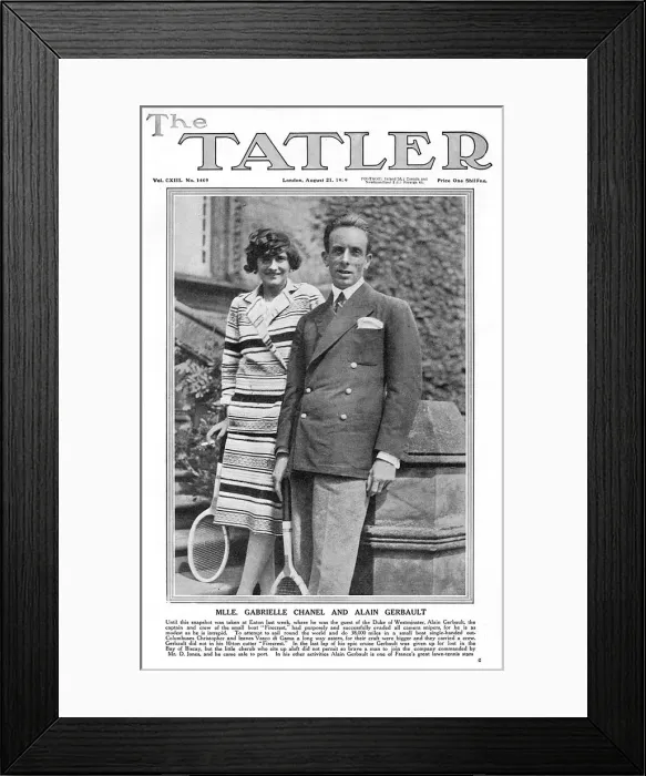 Framed Print : Tatler cover - Gabrielle Chanel & Alain Gerbault Framed Print : Tatler cover - Gabrielle Chanel & Alain Gerbault
