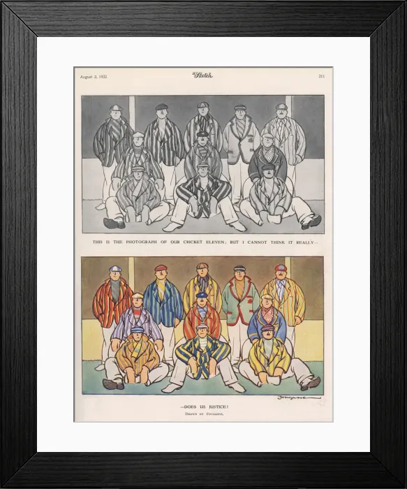 Framed Print : Cricket Blazers by Fougasse Framed Print : Cricket Blazers by Fougasse