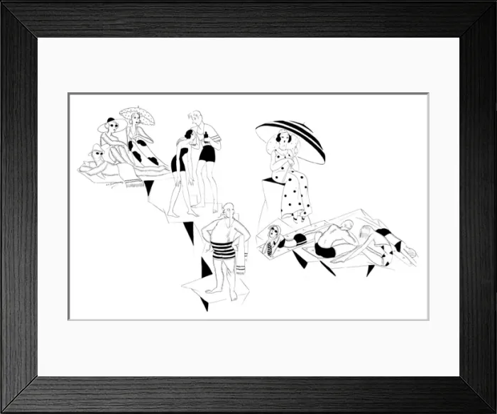 Framed Print : Society sunbathing at Eden Roc, French Riviera Framed Print : Society sunbathing at Eden Roc, French Riviera