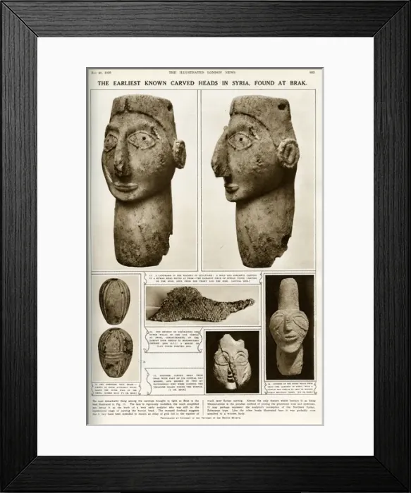 Framed Print : Earliest known carved heads in Syria, at Tell Brak Framed Print : Earliest known carved heads in Syria, at Tell Brak
