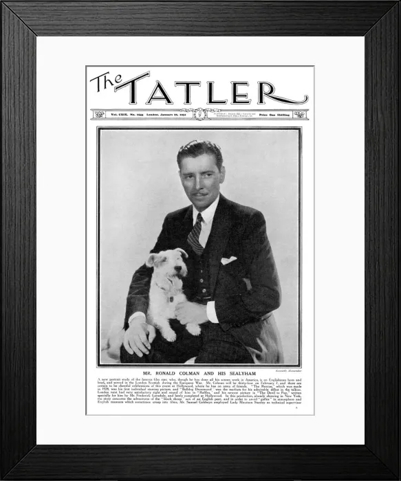 Framed Print : Tatler cover - Ronald Colman and his Sealyham Terrier Framed Print : Tatler cover - Ronald Colman and his Sealyham Terrier