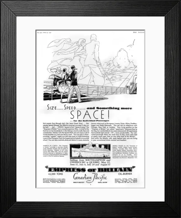 Framed Print : Empress of Britain advertisement, 1931 Framed Print : Empress of Britain advertisement, 1931