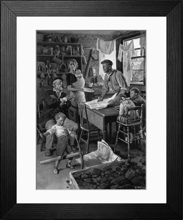 Framed Print : On strike: the colliers family at home, 1912 Framed Print : On strike: the colliers family at home, 1912