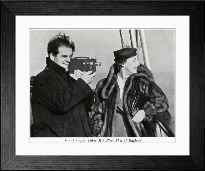 Framed Print : Frank Capra takes his first shot of England Framed Print : Frank Capra takes his first shot of England