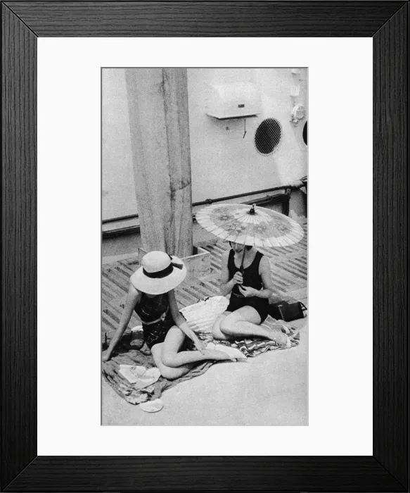 Framed Print : Sun basking on board an ocean liner