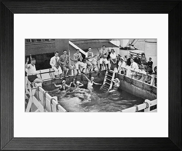 Framed Print : Jazz orchestra by the pool on board the Mauretania Framed Print : Jazz orchestra by the pool on board the Mauretania