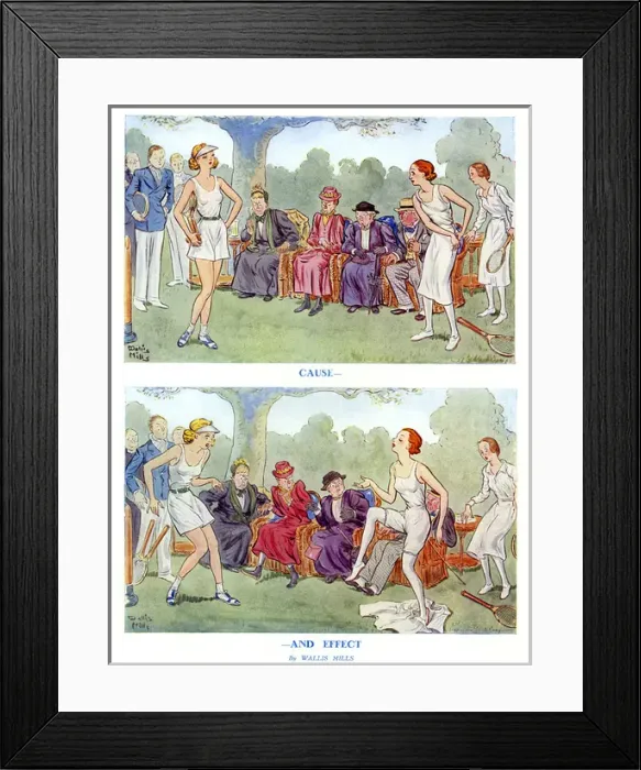 Framed Print : Cause and Effect by Wallis Mills - tennis fashion cartoon Framed Print : Cause and Effect by Wallis Mills - tennis fashion cartoon