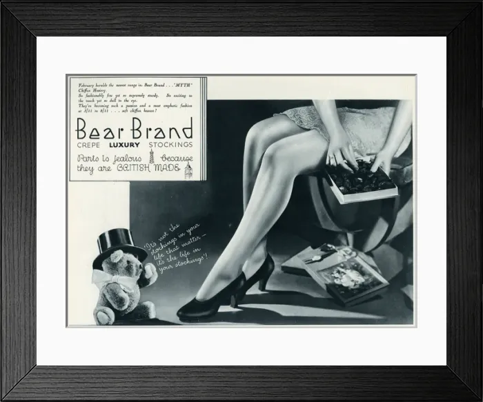 Framed Print : Advert for Stockings by Bear Brand 1934 Framed Print : Advert for Stockings by Bear Brand 1934