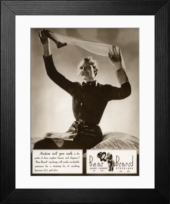 Framed Print : Advert for Stockings by Bear Brand 1937 Framed Print : Advert for Stockings by Bear Brand 1937