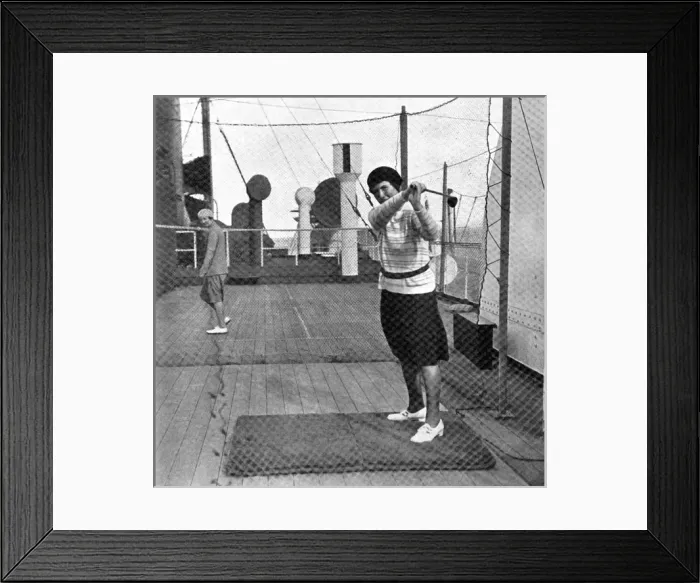 Framed Print : Ishbel Macdonald playing golf on board the Berengaria Framed Print : Ishbel Macdonald playing golf on board the Berengaria