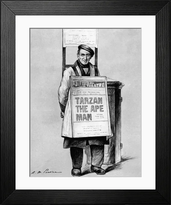 Framed Print : London Street Types - the sandwich man