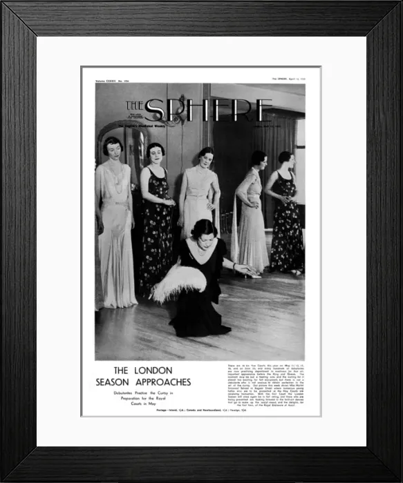 Framed Print : Sphere front cover - Debutantes practise the curtsey Framed Print : Sphere front cover - Debutantes practise the curtsey