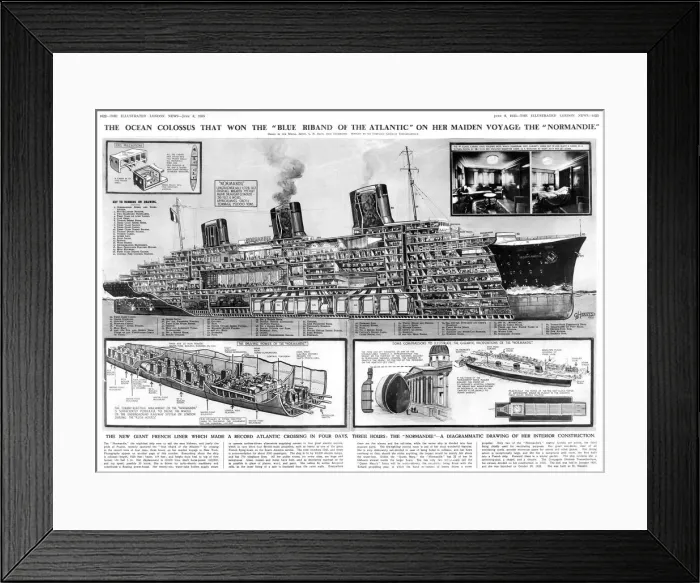 Framed Print : The ocean liner Normandie by G. H. Davis Framed Print : The ocean liner Normandie by G. H. Davis