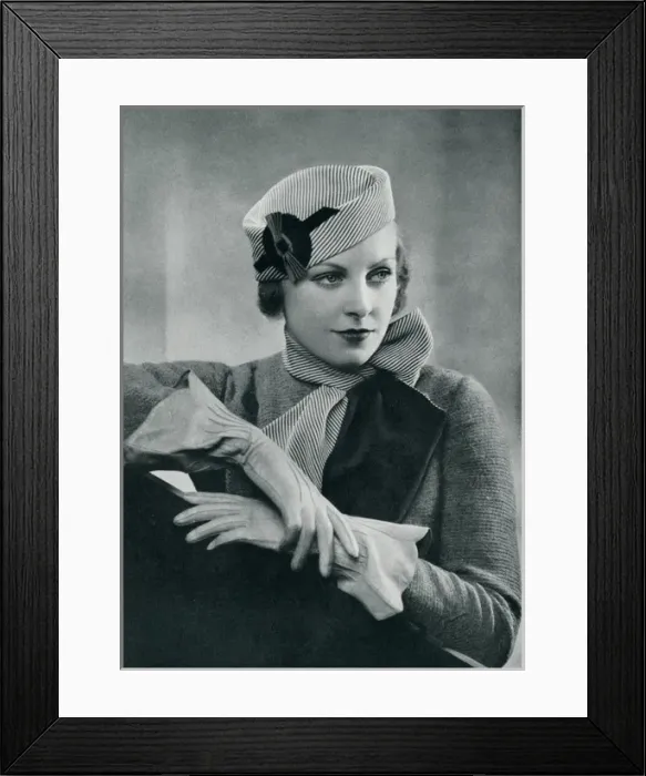 Framed Print : Woman wearing pillbox hat 1933