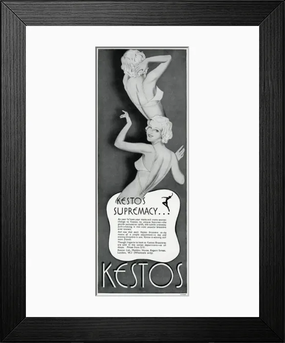 Framed Print : Advert by Kestos lingerie 1937