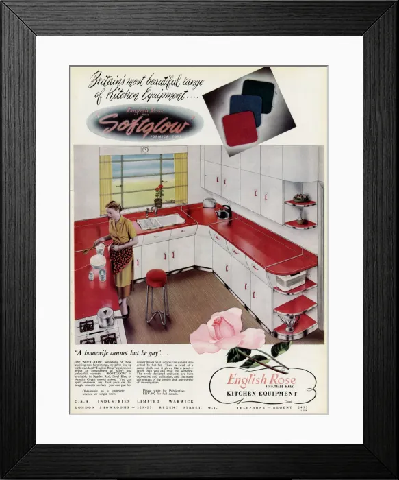 Framed Print : Advert for English Rose kitchens 1952 Framed Print : Advert for English Rose kitchens 1952