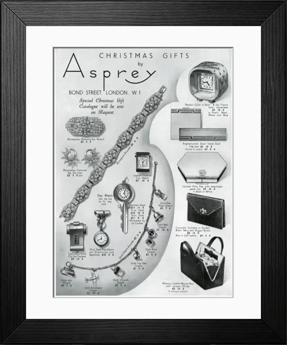 Framed Print : Advert for Asprey christmas presents 1938 Framed Print : Advert for Asprey christmas presents 1938