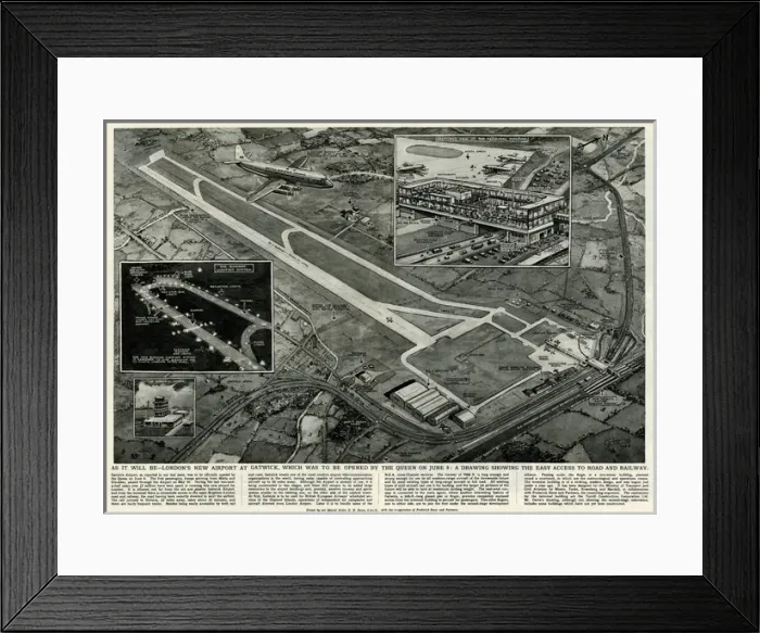 Framed Print : New Extended Gatwick Airport, South London 1958 Framed Print : New Extended Gatwick Airport, South London 1958