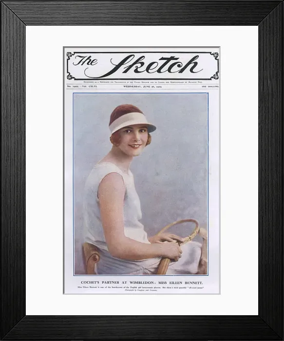 Framed Print : Sketch cover - tennis player Eileen Bennett Framed Print : Sketch cover - tennis player Eileen Bennett