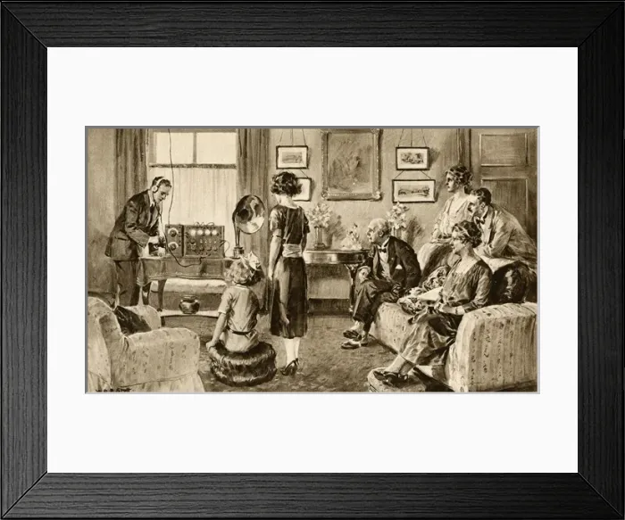 Framed Print : Listening to music transmitted by wireless from Holland Framed Print : Listening to music transmitted by wireless from Holland