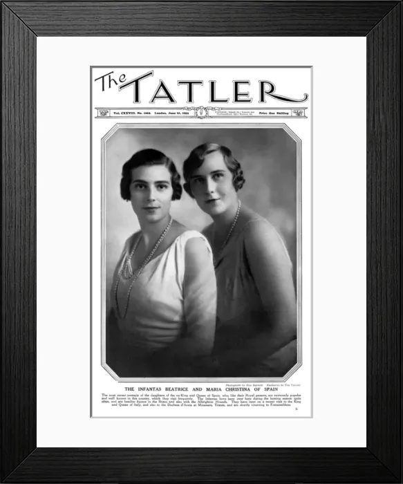 Framed Print : Tatler cover Infantas Beatrice and Maria Christina of Spain Framed Print : Tatler cover Infantas Beatrice and Maria Christina of Spain