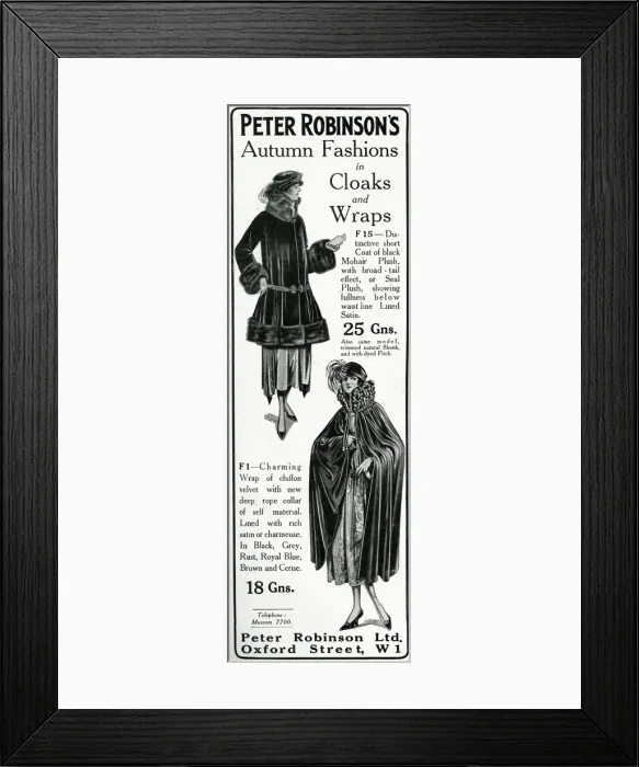 Framed Print : Advert for Peter Robinsons Autumn fashions 1925 Framed Print : Advert for Peter Robinsons Autumn fashions 1925