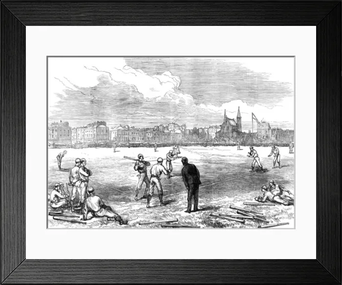 Framed Print : Americans playing baseball at Princes Ground, 1874 Framed Print : Americans playing baseball at Princes Ground, 1874
