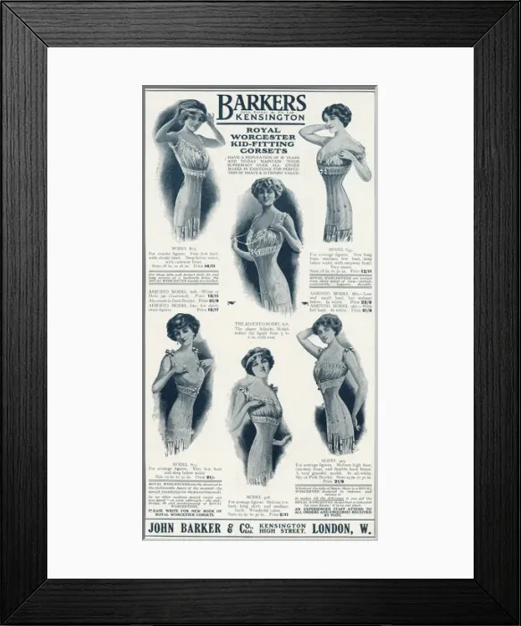 Framed Print : Advert for John Barker womens underwear 1911 Framed Print : Advert for John Barker womens underwear 1911