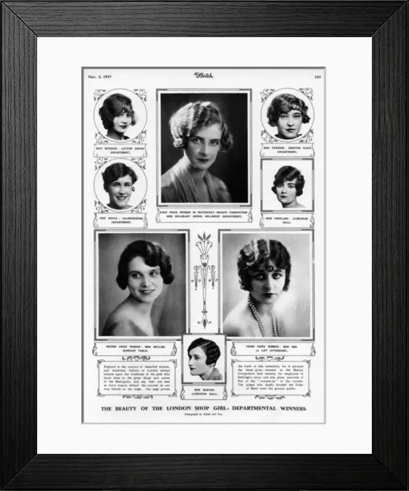 Framed Print : Selfridges Employee Beauty Competition 1927 Framed Print : Selfridges Employee Beauty Competition 1927
