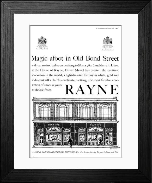 Framed Print : Rayne shoes advertisement Framed Print : Rayne shoes advertisement