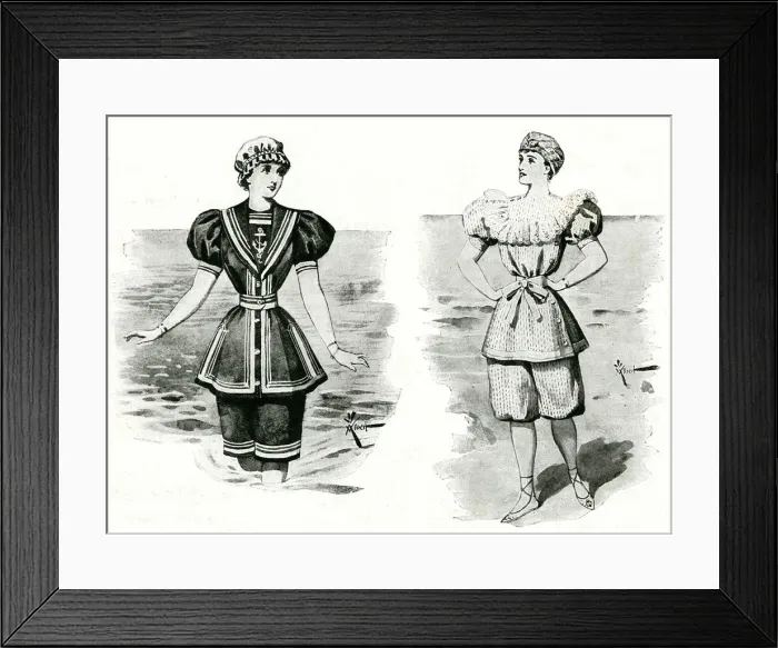 Framed Print : Victorian ladies wearing bathing-dresses 1895 Framed Print : Victorian ladies wearing bathing-dresses 1895