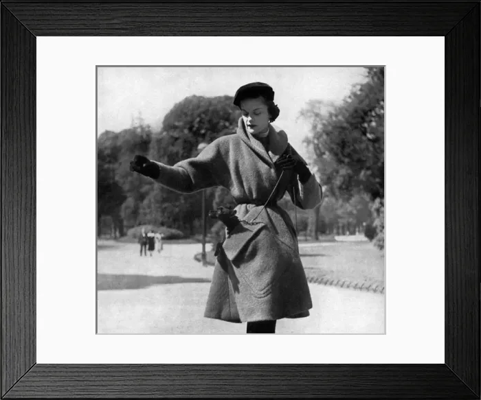 Framed Print : Jacques Griffe outfit - and dog, 1950 Framed Print : Jacques Griffe outfit - and dog, 1950