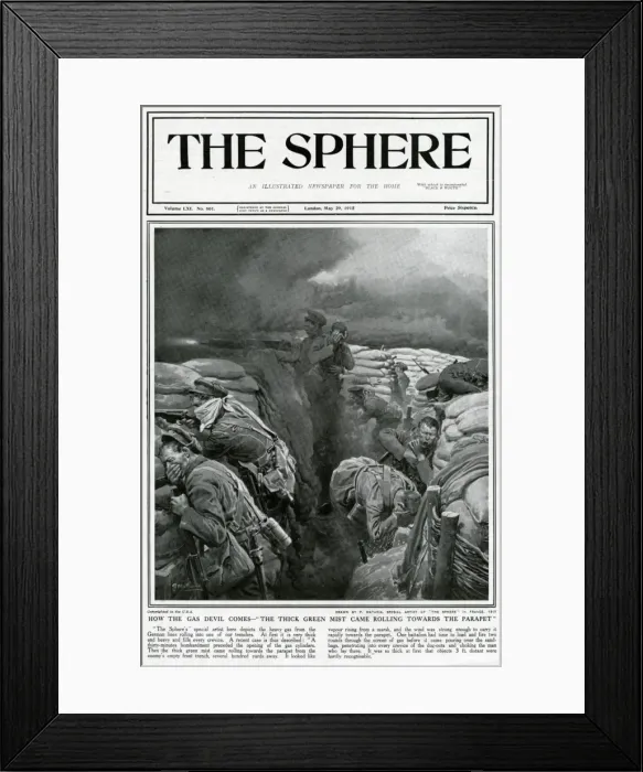Framed Print : Ghostly green cloud gas rolling towards the trench 1915 Framed Print : Ghostly green cloud gas rolling towards the trench 1915